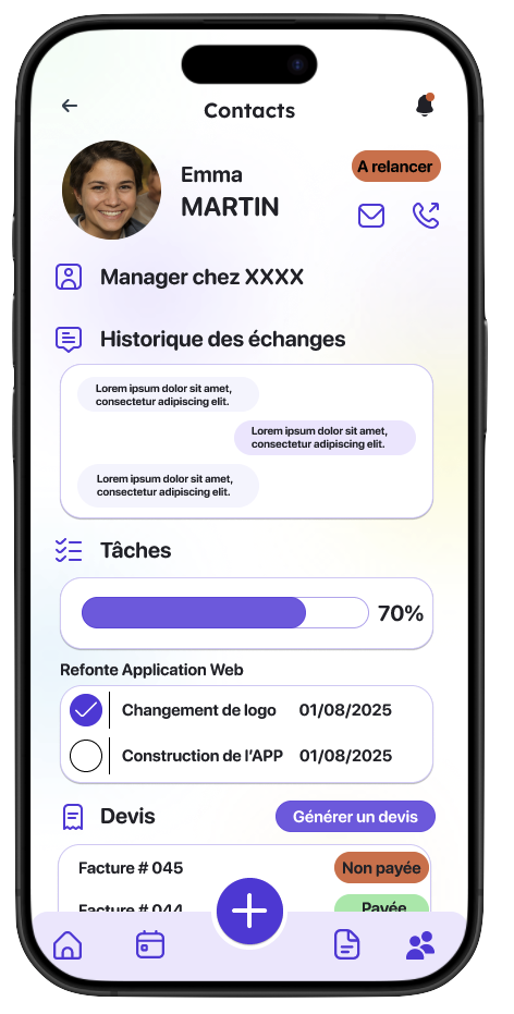 Application mobile CRM - Gestion des contacts